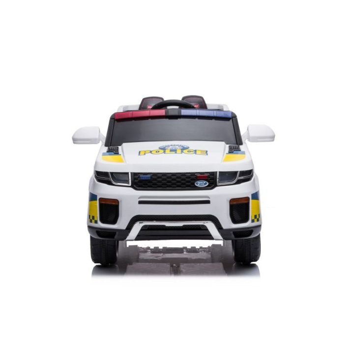 Vaikiškas elektrinis policijos automobilis baltas