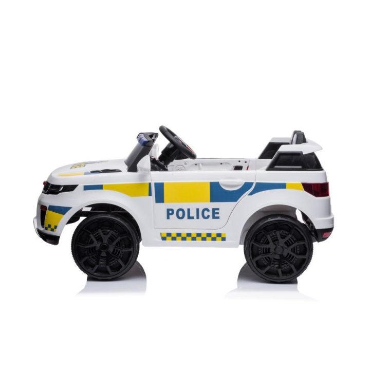 Vaikiškas elektrinis policijos automobilis baltas