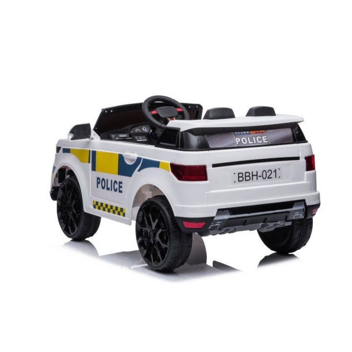 Vaikiškas elektrinis policijos automobilis baltas