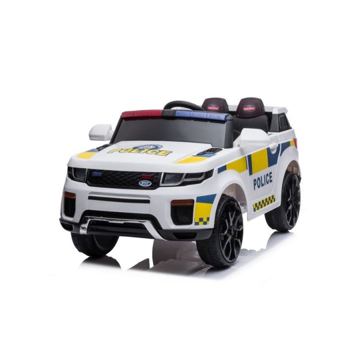 Vaikiškas elektrinis policijos automobilis baltas