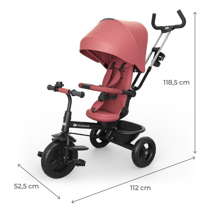 Triratukas 6in1 su 360° sėdyne rožinis Kinderkraft ASTON 2 PLUS