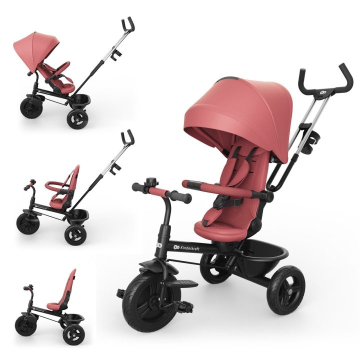 Triratukas 6in1 su 360° sėdyne rožinis Kinderkraft ASTON 2 PLUS