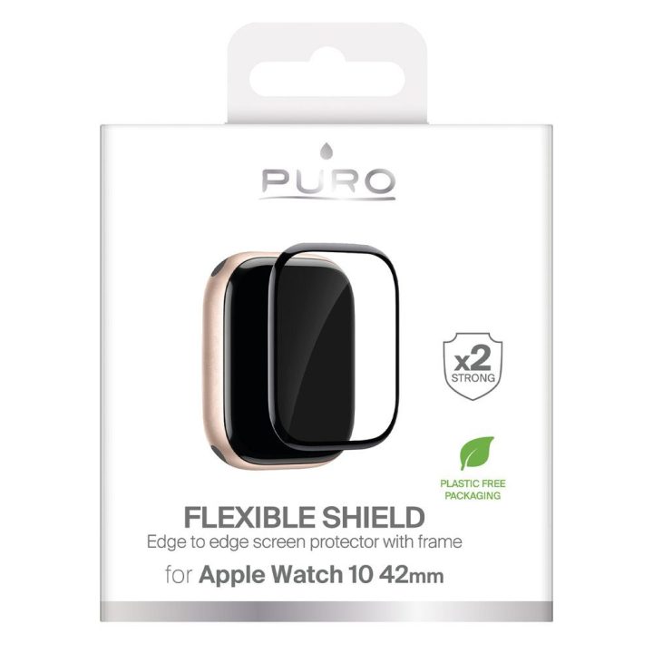 Apsauginė ekrano plėvelė Apple Watch 42 mm su aplikatoriumi juoda Puro