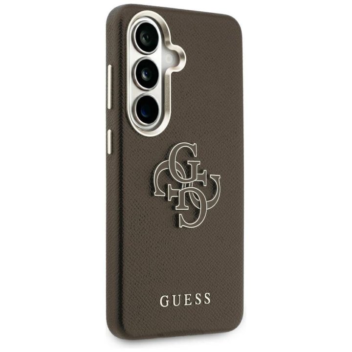 Dėklas skirtas Samsung Galaxy S26 iš dirbtinės odos rudos spalvos Guess