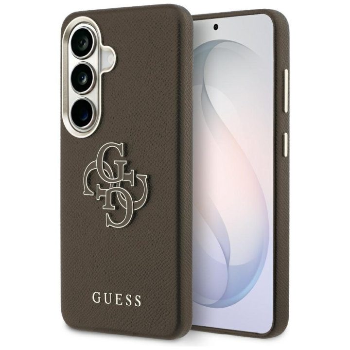 Dėklas skirtas Samsung Galaxy S26 iš dirbtinės odos rudos spalvos Guess