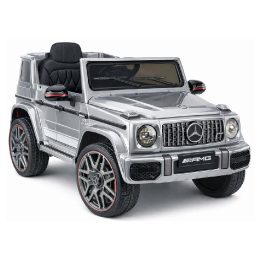 Sidabrinis akumuliatorinis Mercedes AMG G 63 elektrinis automobilis vaikams