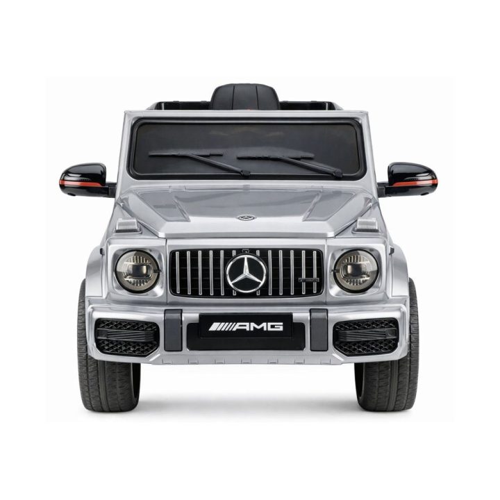 Sidabrinis akumuliatorinis Mercedes AMG G 63 elektrinis automobilis vaikams