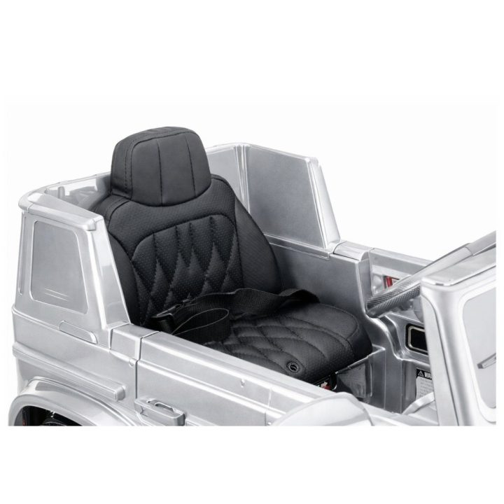 Sidabrinis akumuliatorinis Mercedes AMG G 63 elektrinis automobilis vaikams
