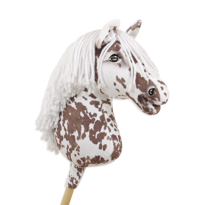 Hobby horse arkliukas Super Hobby Horse Premium – rudas leopardinis arkliukas su baltais karčiais A3