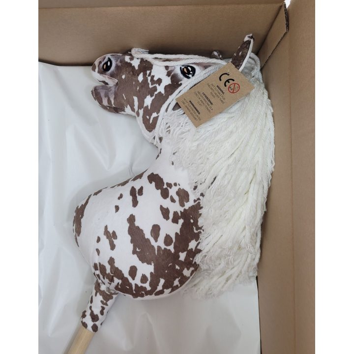 Hobby horse arkliukas Super Hobby Horse Premium – rudas leopardinis arkliukas su baltais karčiais A3