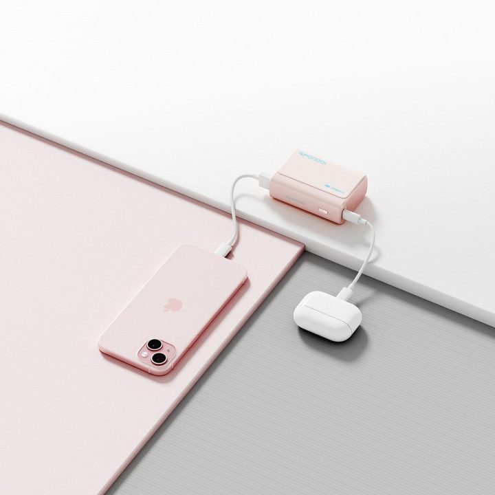 Cuktech CP13 rožinis 10000 mAh powerbankas (USB‑C + USB‑A, 30W)