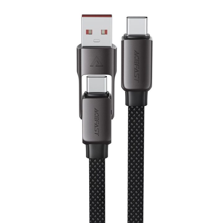 Acefast C13-05 USB-C–USB-A / USB-C kabelis, juodas 0,2 m
