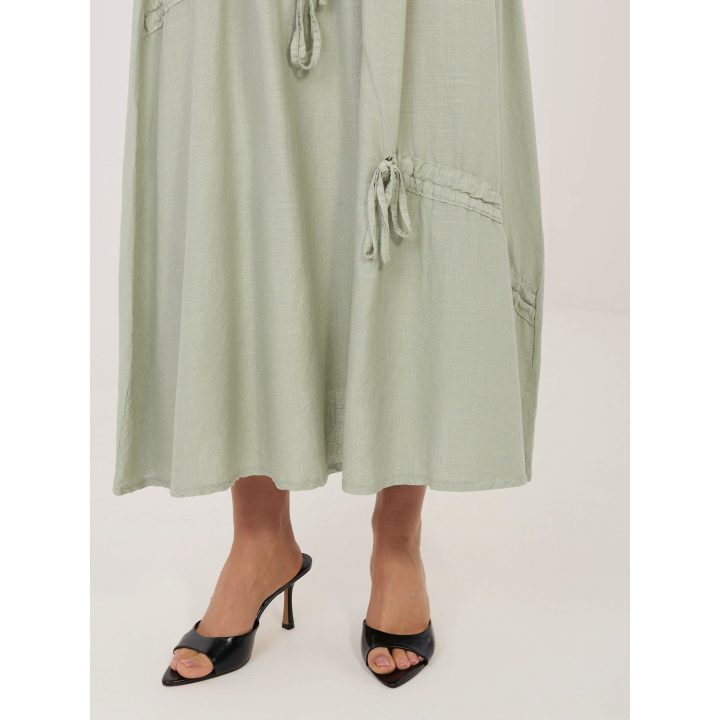 Khaki spalvos klostuotas sijonas