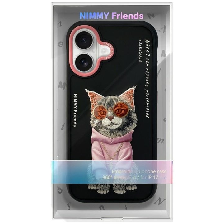 iPhone 17 dėklas Nimmy Glasses Cool Cat juodas