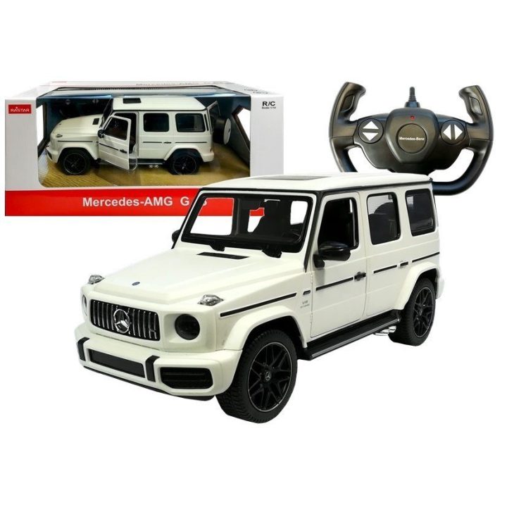 Mercedes G63 Rastar 1:14 baltas nuotoliniu būdu valdomas visureigis
