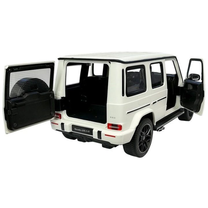 Mercedes G63 Rastar 1:14 baltas nuotoliniu būdu valdomas visureigis