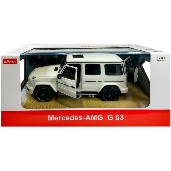 Mercedes G63 Rastar 1:14 baltas nuotoliniu būdu valdomas visureigis
