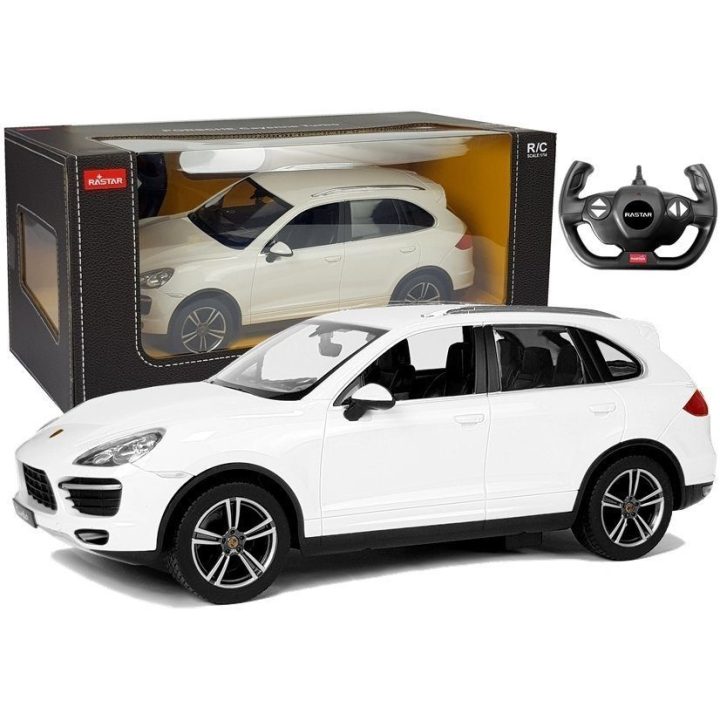 Porsche Cayenne nuotoliniu valdomas automobilis, baltas, 1:14 (Rastar)