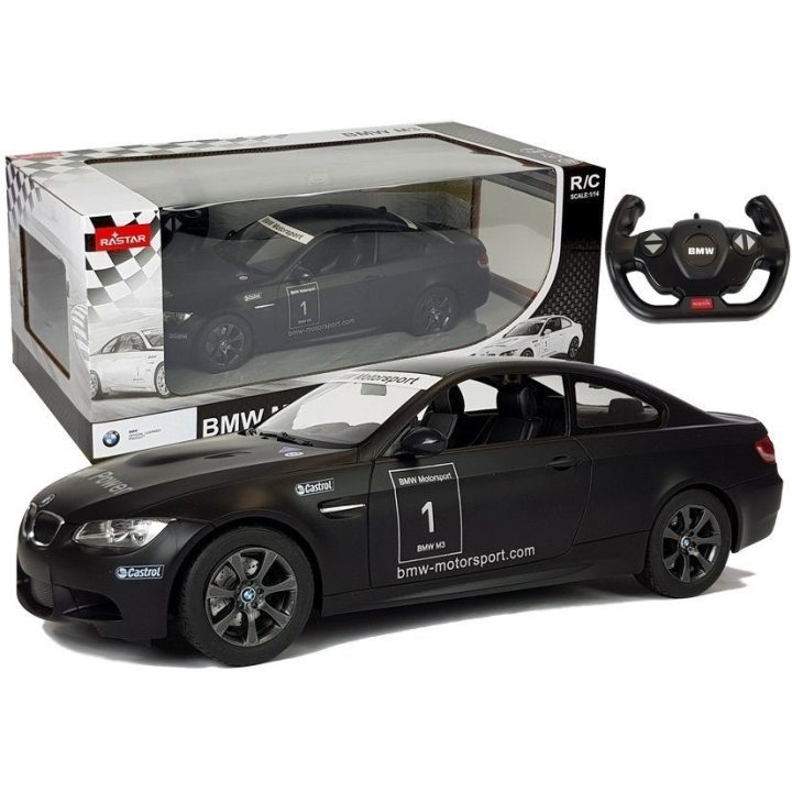 Juodas BMW M3 1:14 nuotoliniu būdu valdomas modelis (Rastar)