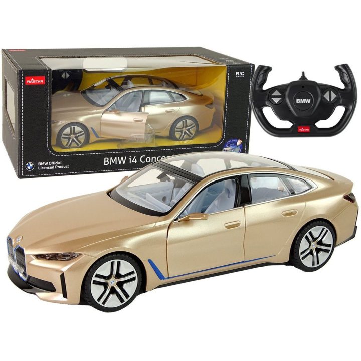 Auksinis BMW i4 nuotolinio valdymo modelis 1:14 (Rastar)