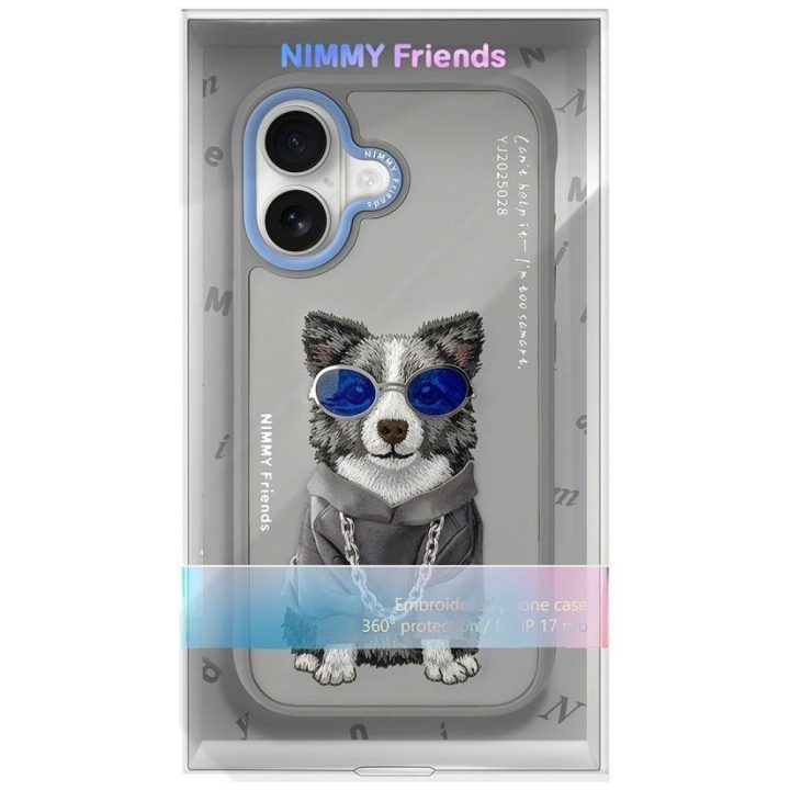 iPhone 17 dėklas Nimmy Glasses Cool Dog pilkas