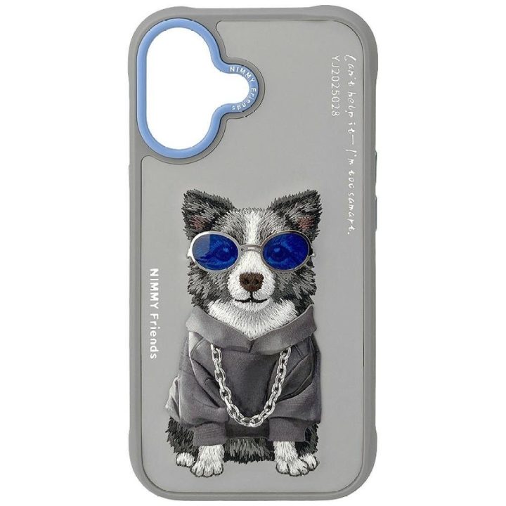 iPhone 17 dėklas Nimmy Glasses Cool Dog pilkas