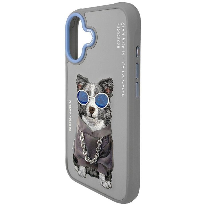 iPhone 17 dėklas Nimmy Glasses Cool Dog pilkas