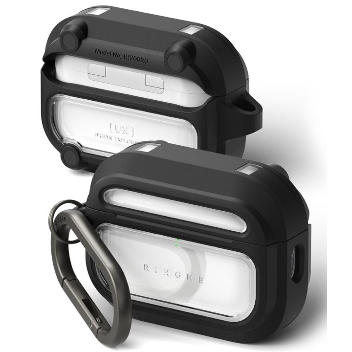 Apple AirPods Pro 3 dėklas Ringke UX Magnetic juodas ir skaidrus