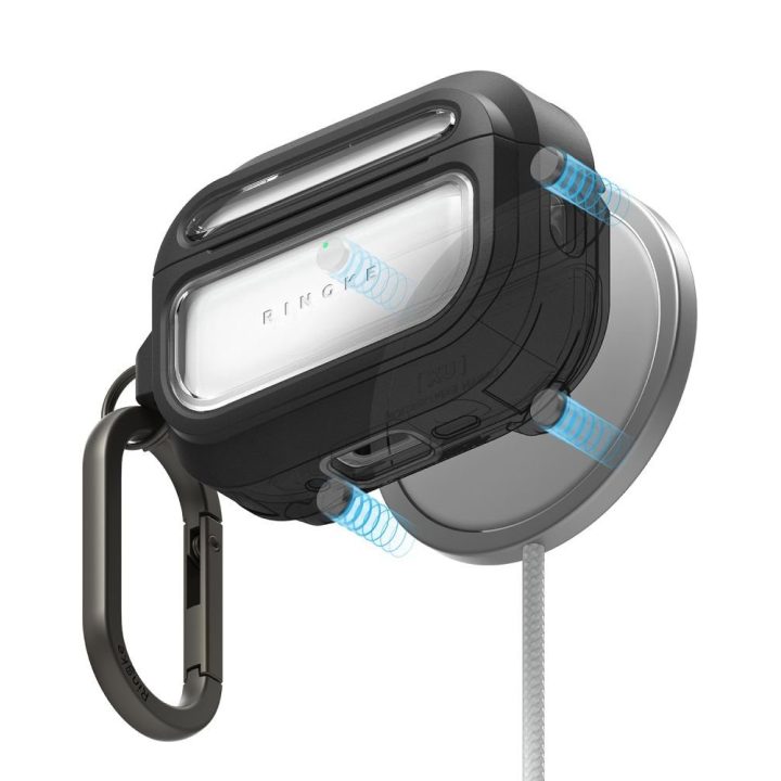 Apple AirPods Pro 3 dėklas Ringke UX Magnetic juodas ir skaidrus
