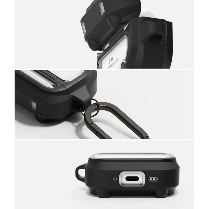Apple AirPods Pro 3 dėklas Ringke UX Magnetic juodas ir skaidrus