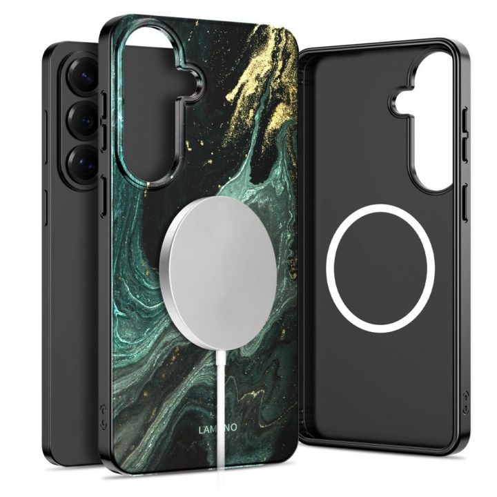 Samsung Galaxy S26 dėklas Tech‑Protect Lamano MagSafe juodas ir žalias