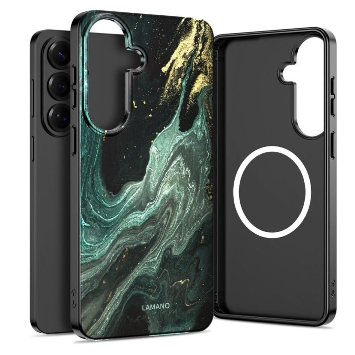 Samsung Galaxy S26 dėklas Tech‑Protect Lamano MagSafe juodas ir žalias