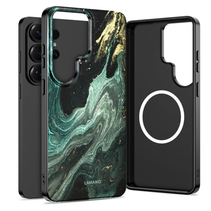 Samsung Galaxy S26 Ultra dėklas Tech‑Protect Lamano MagSafe juodas ir žalias