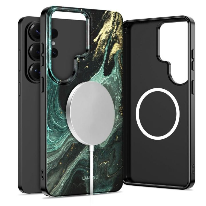 Samsung Galaxy S26 Ultra dėklas Tech‑Protect Lamano MagSafe juodas ir žalias