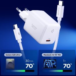 USB‑C 45W sieninis įkroviklis Spigen Essential baltas