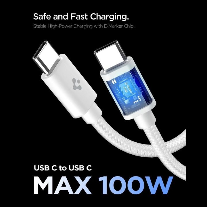 USB‑C 45W sieninis įkroviklis Spigen Essential baltas