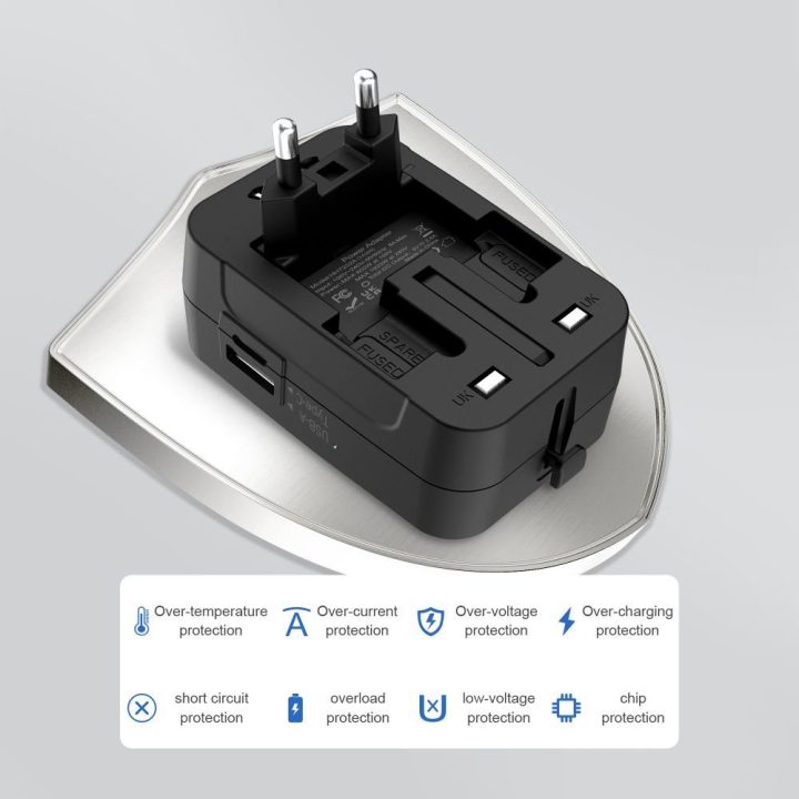 Tech-Protect TA300 kelioninis adapteris (EU/UK/US/AU) juodas
