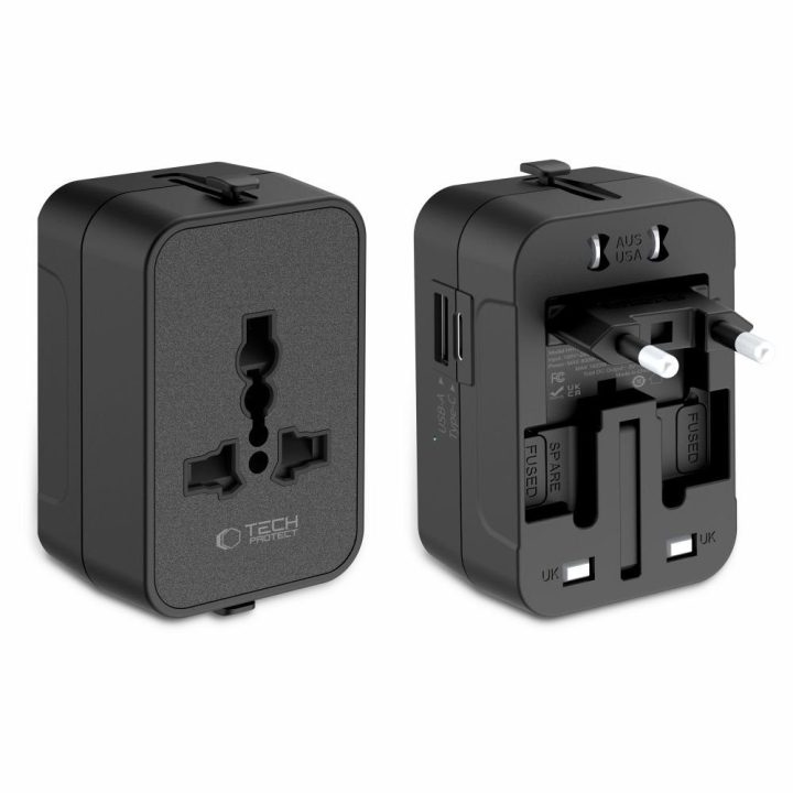 Tech-Protect TA300 kelioninis adapteris (EU/UK/US/AU) juodas