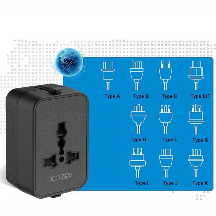 Tech-Protect TA300 kelioninis adapteris (EU/UK/US/AU) juodas