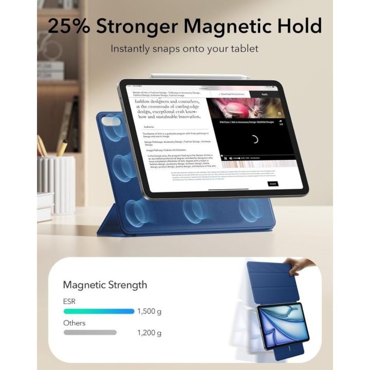 Apple iPad Air 10.9" / 11" dėklas ESR Rebound Magnetic tamsiai mėlynas