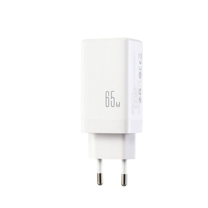 Joyroom JR‑TG10 sieninis įkroviklis 65W (USB‑C x2 + USB‑A) baltas