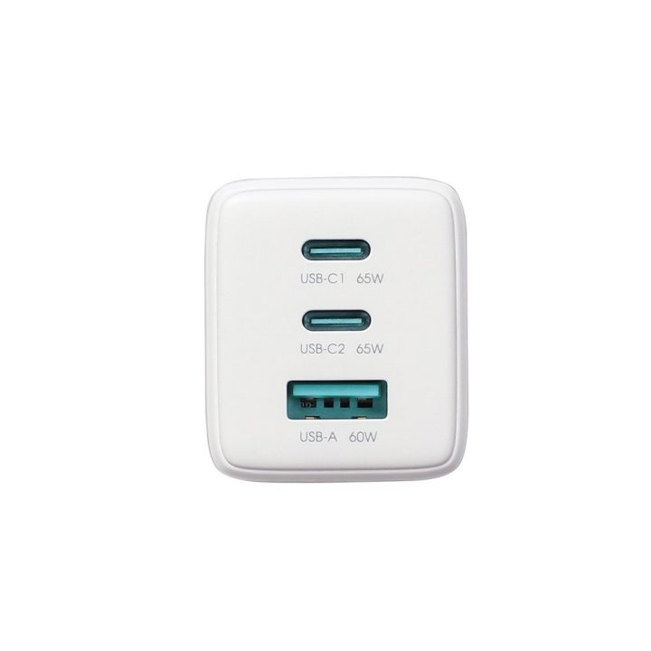 Joyroom JR‑TG10 sieninis įkroviklis 65W (USB‑C x2 + USB‑A) baltas