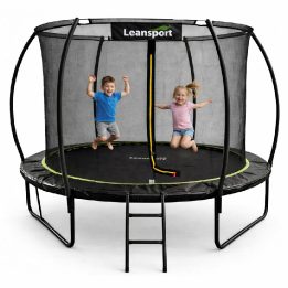 Trampolinas juodas ir žalias su saugos tinkleliu LEAN, 305 cm