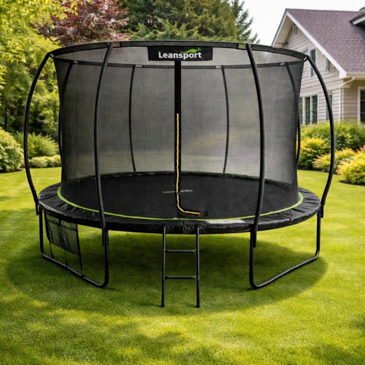 Sodo batutas LEAN 427 cm (14 ft) su apsauginiu tinkleliu, juodas ir žalias