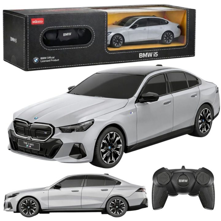 BMW i5 nuotoliniu būdu valdoma 1:24 modelio mašina Rastar pilka