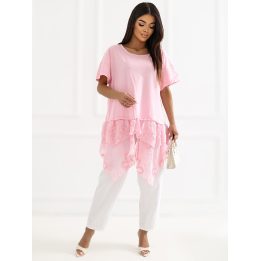 Šviesiai rožinė moteriška oversize palaidinė
