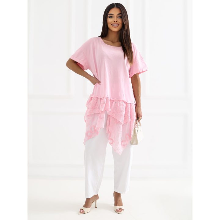 Šviesiai rožinė moteriška oversize palaidinė