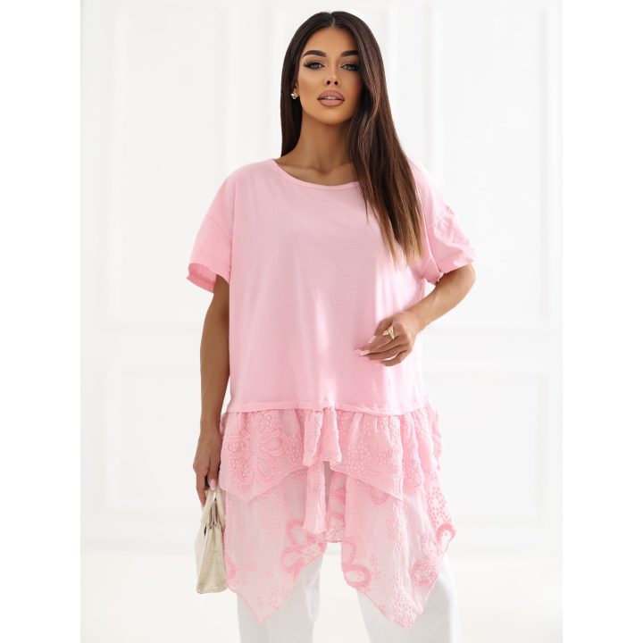 Šviesiai rožinė moteriška oversize palaidinė