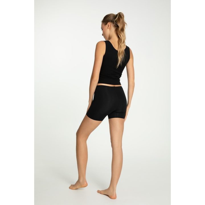Šortukinės kelnaitės juodos moteriškos elastingos Shorty Cotton Mood