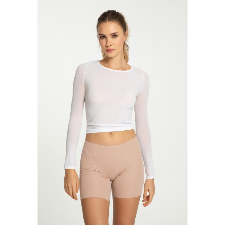 Smėlinės spalvos moteriškos bermudų kelnaitės Cotton Mood